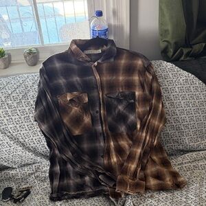 MNML Brown and Black Plaid Casual Shirt